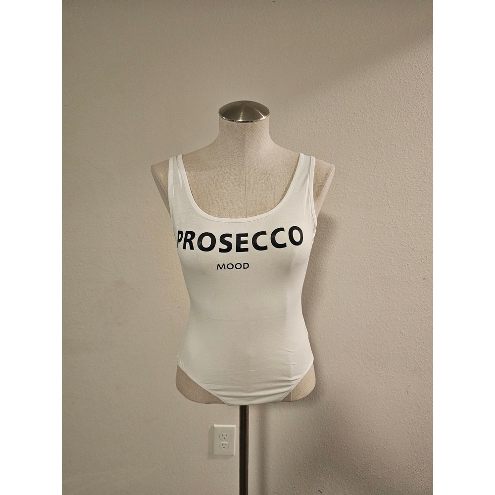 MICAS Size Small White Prosecco Mood Graphic Bodysuit - Picture 2 of 9